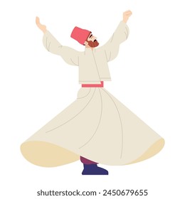 Vector Whirling Dervish Dancer Cartoon Illustration Isolated