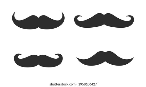 Vector whisker hipster black Charlie Chaplin moustache set. Cartoon dad moustache icon
