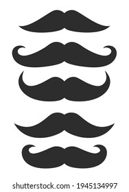 Vector whisker hipster black moustache set. Cartoon dad moustache icon