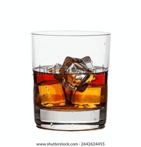a vector of whisky on the rocks on a tall glass