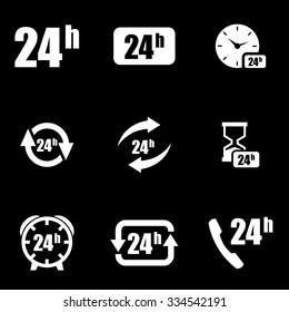 Vector white 24 hours icon set.