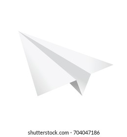 Vector white 3D paper airplane illustration.