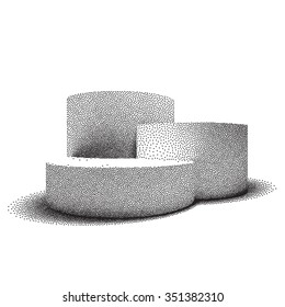 Vector white 3D pedestal made with dotwork style