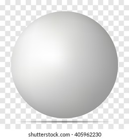 Vector white 3D sphere with realistic shadow and light for logo, design concepts, web, presentation?. 3D Vector illustration on transparent background. Simple Template Ball for your Mock-Up Design