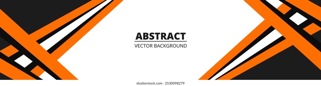 Fondo abstracto blanco Vector con Formas y líneas geométricas naranjas y negras. Fondo abstracto de deportes modernos de colores. Amplia Ilustración vectorial
