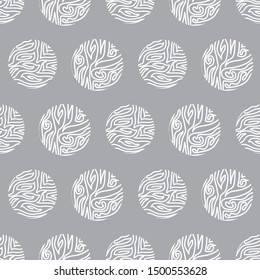 Vector White Abstract Circles on Gray Grey Seamless Repeat Pattern