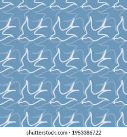 Vector white abstract outlined bird seamless pattern background. Suitable for packaging, gift wrap, fabric, wallpaper and other design projects. 