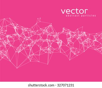 Vector white abstract particles on pink  background