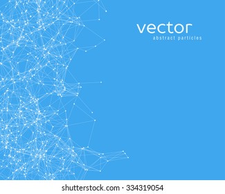 Vector white abstract particles on blue background