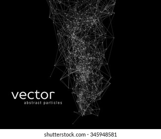 Vector white abstract particles on black background