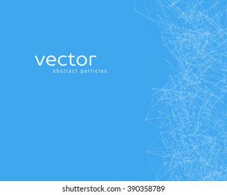Vector white abstract particles on blue background