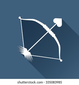 Vector white amour arrow icon on dark background 