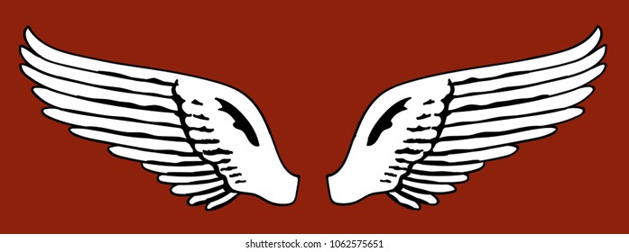 Vector white angel wings in crimson background