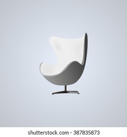 Vector white armchair isolated on a blue background.