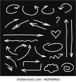 Vector white arrows on black background