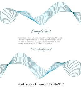 Vector white background with abstract blue wave and example text