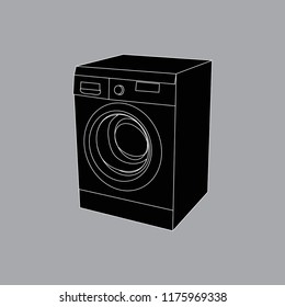 vector, white background, appliances for home, washing machine, icon