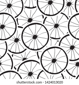 Vector white background with black orange slices. Samless texture
