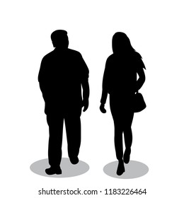 vector, white background, black silhouette friends go