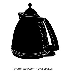vector white background black silhouette electric kettle