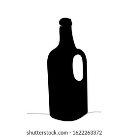 vector, white background, black silhouette of a bottle