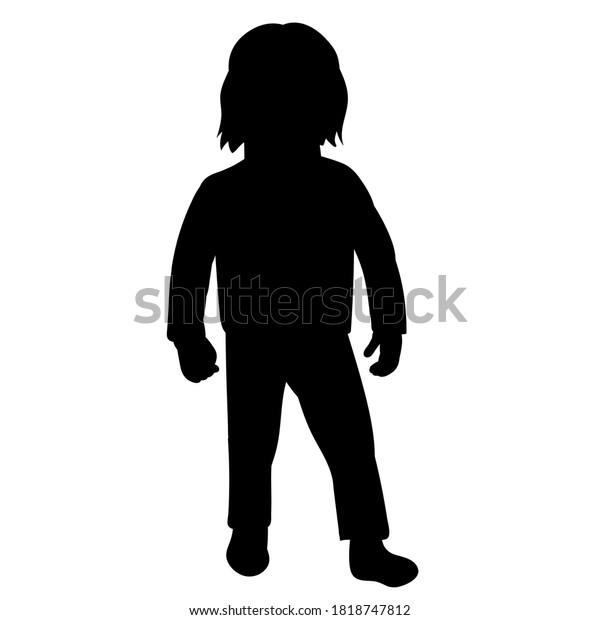 Vector White Background Black Silhouette Child Stock Vector (Royalty ...