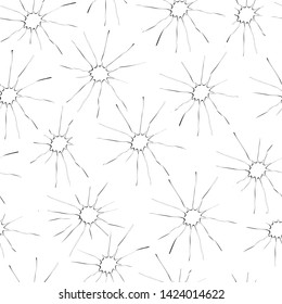 Vector white background with black suns. Samless texture