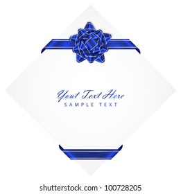 Vector white background with blue bow