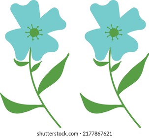 Vector white background with blue hand drawn flowers