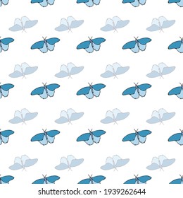 Patrón transparente de mariposa de fondo blanco vectorial. mariposas. Fondo de patrón sin problemas