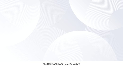 Vector white background with white circle lines. Digital future technology concept illustration art abstract