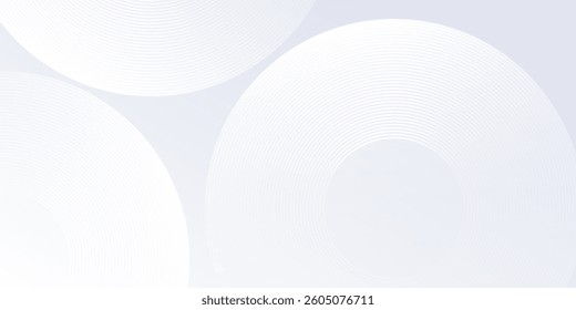 Vector white background with white circle lines. Digital future technology concept abstract simple