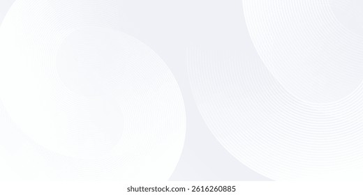 Vector white background with white circle lines. Digital future technology abstract modern simple design