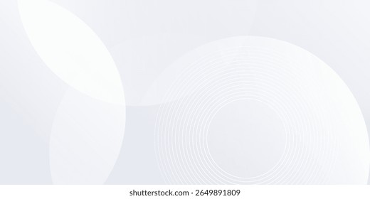 Vector white background with white circle lines. Digital future technology concept background