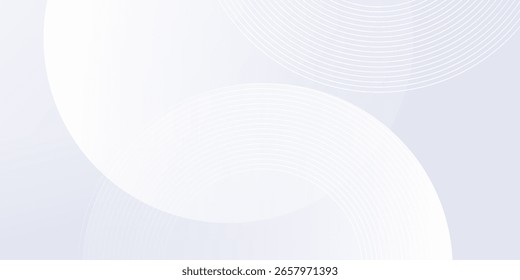 Plano de fundo branco vetorial com linhas de círculo branco. Tecnologia futura digital conceito ilustração arte abstrata agradável