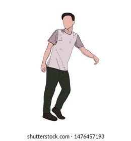 vector, white background, color sketch of a guy dancing