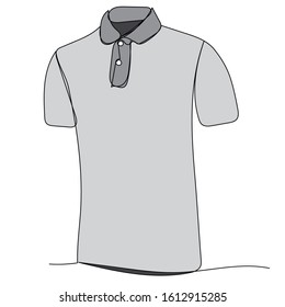 vector, white background, continuous line gray pattern men polo shirt