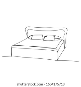 vector, white background, continuous line drawing, bed