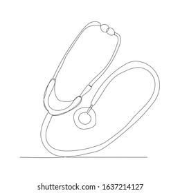 vector, white background, continuous line drawing phonendoscope