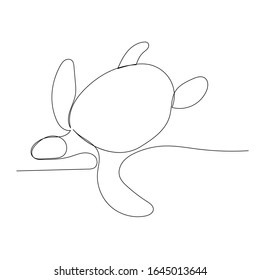 vector, white background, continuous line drawing of a turtle
