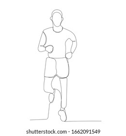 vector, white background, continuous line drawing, man runs