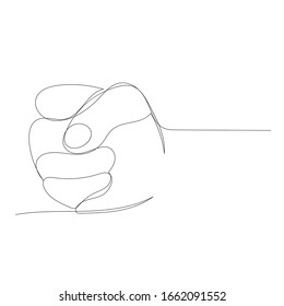 vector, white background, continuous line drawing, fist