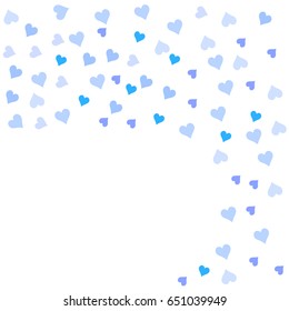 Vector white background decorating of falling valentine hearts confetti.