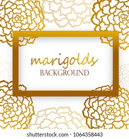 Vector white background with golden marigolds