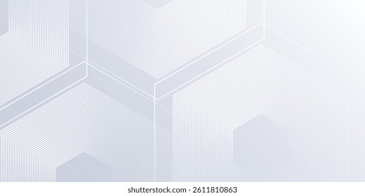 Vector white background with gradient color and artistic dynamic hexagon decoration abstract simple design modern