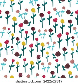 flores de fondo blanco vectorial pintadas a mano color patrón sin fisuras perfecto para papel envoltorio, invitaciones, té alto, placas de papel, servilletas, papel estacionario, papel tapiz, proyectos, tela