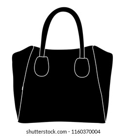vector, white background, handbag, black silhouette