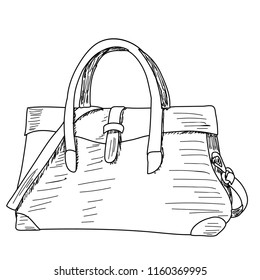 vector, white background, handbag, sketch by hand