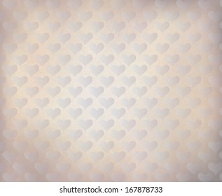 Vector white background with heart pattern.