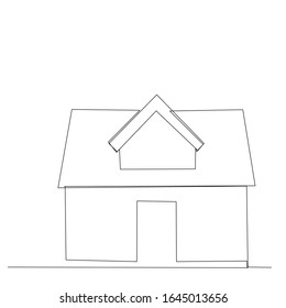 vector, white background, house continuous line drawing